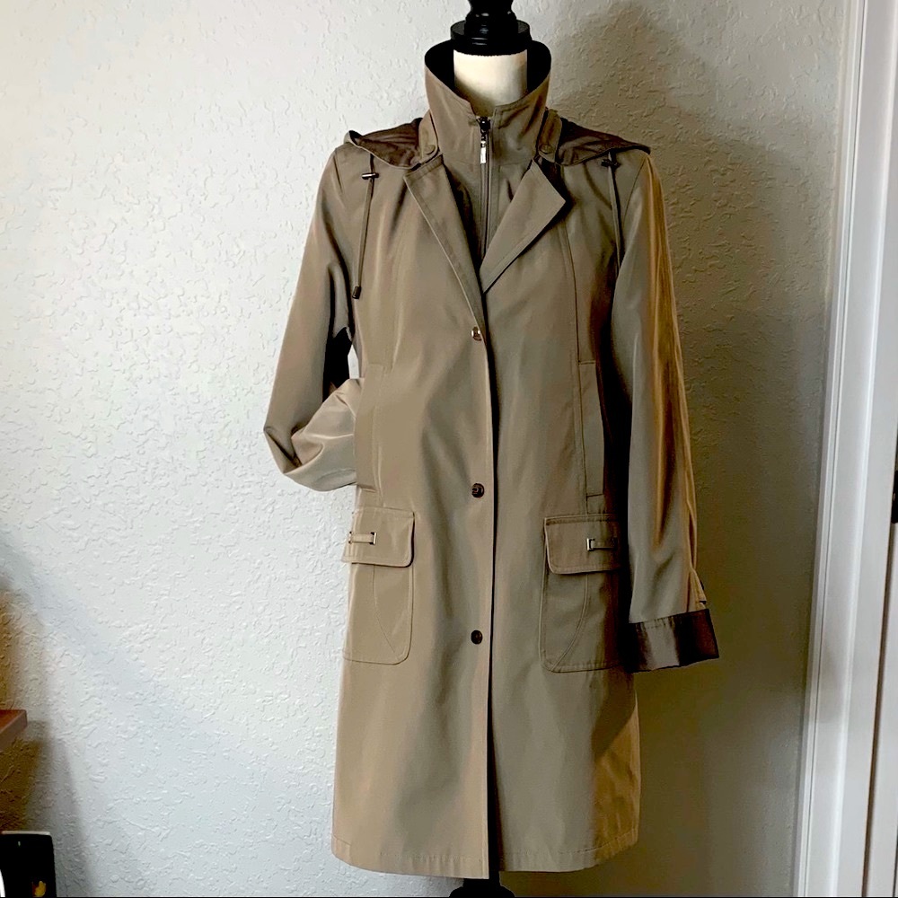 NWOT Gallery All-Weather Coat Snap-front Hooded